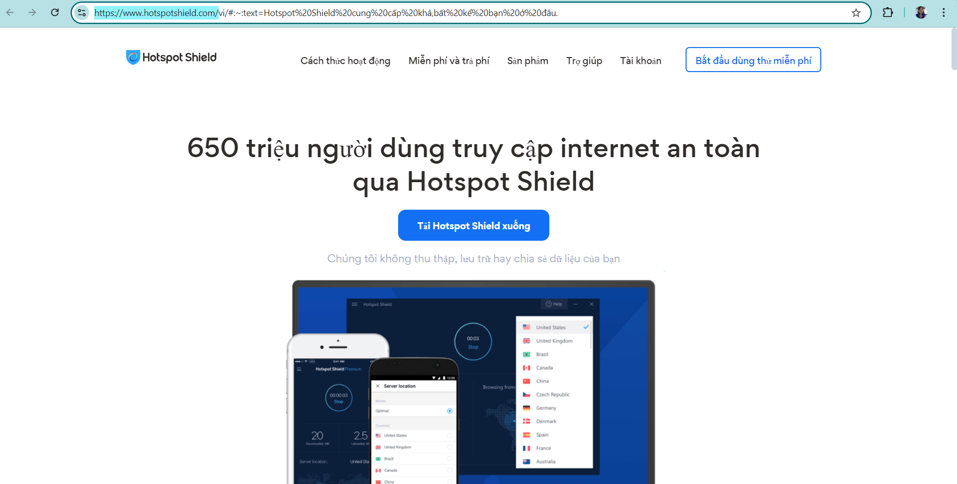 Nhấn tải Hotspot Shield xuống